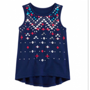 arizona navy wt multi embr hi-low sless tee