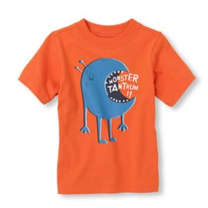Childrens Place Orange Boys Tee Wt Monster Tantrum Print