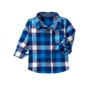 crazy 8 blue/white/grey plaid l/s shirt