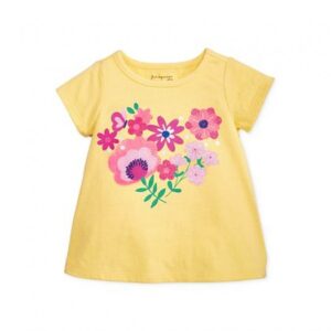 First Impressions Yellow Tee Wt Multi Flower Heart Tee