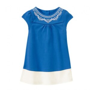 Gymboree Blue/White Color Block Embroidery Neck Dress